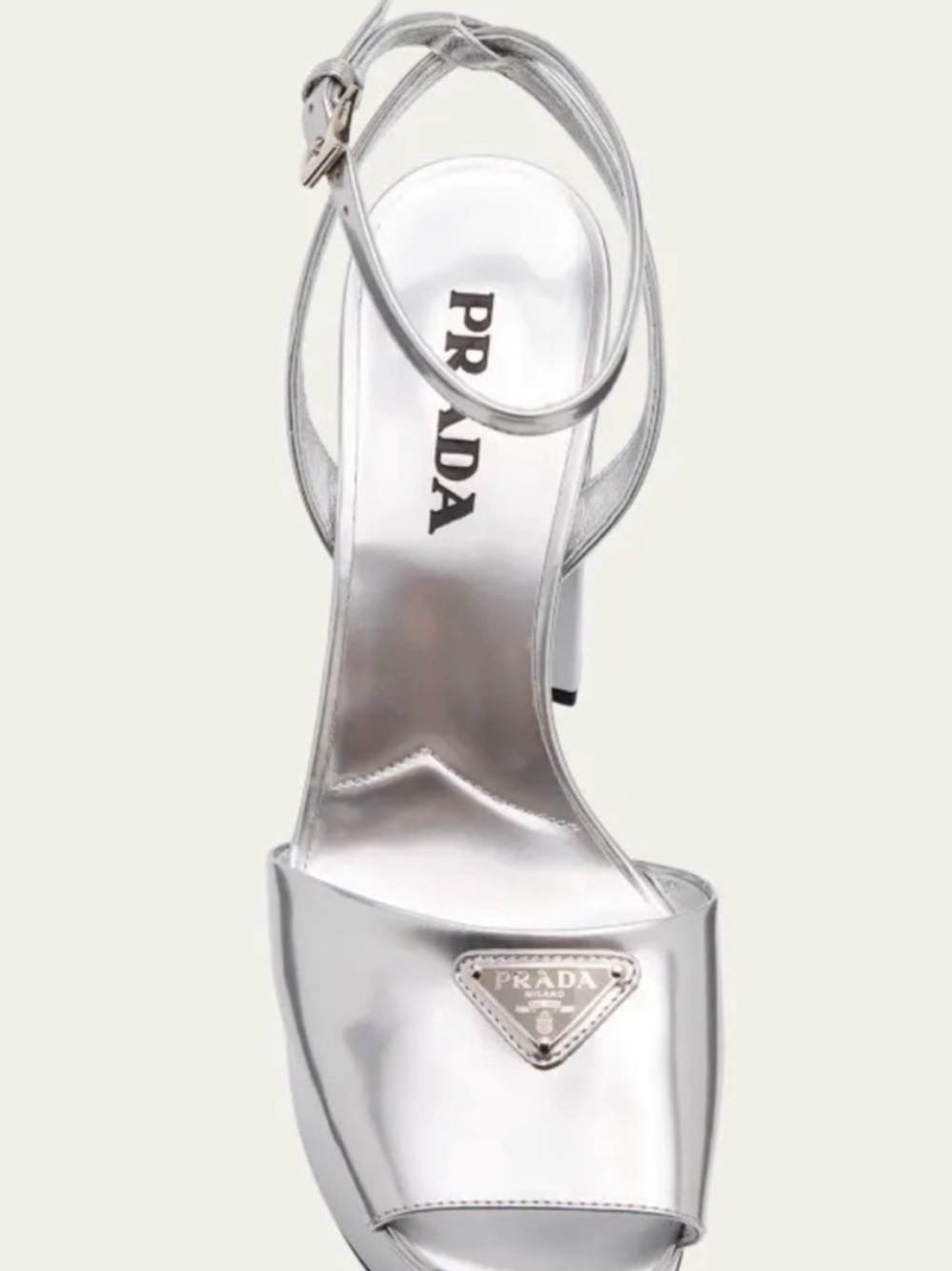 Prada Plateau Metallic Silver Peep-Toe Platform Pumps Size 6 - Picture 5 of 12